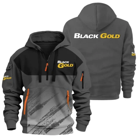 Black Gold Sights Exclusive Logo Hoodie Half Zipper OUHU3DHHZ04BDZ