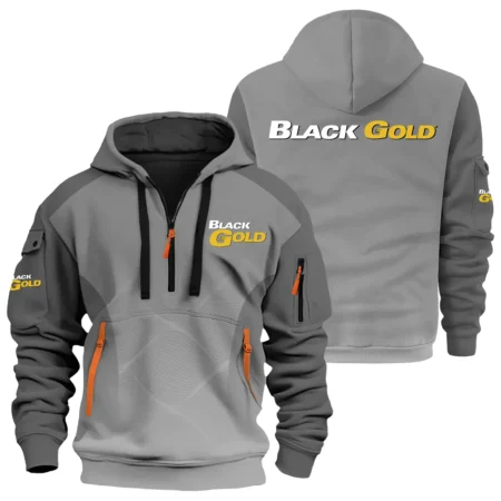 Black Gold Sights Exclusive Logo Hoodie Half Zipper OUHU3DHHZ05BDZ