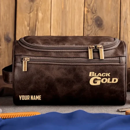 Black Gold Sights Exclusive Leather Toiletry Bag OUHULB0815BDZ