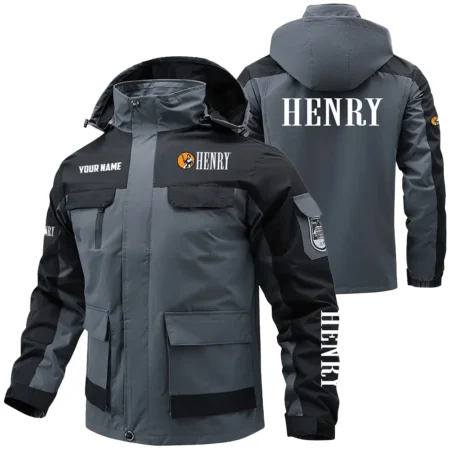 Henry Repeating Arms Exclusive Logo Water Resistant Outdoor Jacket Detachable Hood OUHUV203A0815HAZ