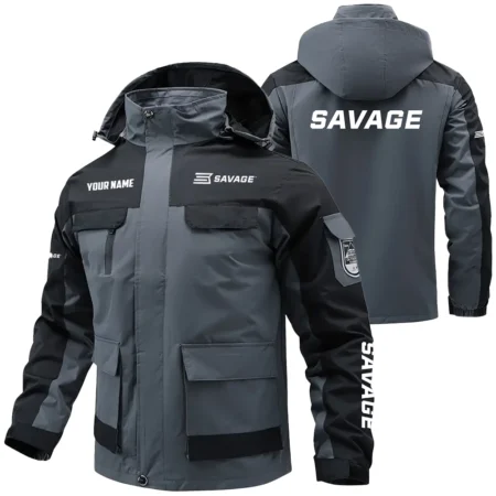 Savage Arms Exclusive Logo Water Resistant Outdoor Jacket Detachable Hood OUHUV203A0815SAZ