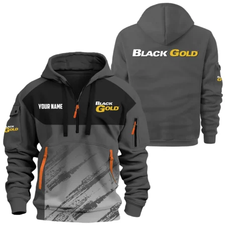 Black Gold Sights Exclusive Logo Hoodie Half Zipper OUHUN3DHHZ04BDZ