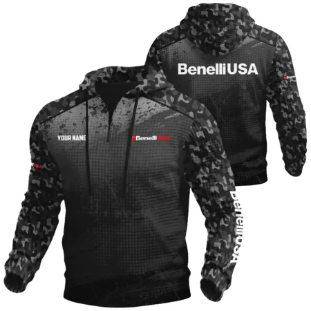 Benelli USA Exclusive Logo Waffle Quarter-zip Hoodie OUHUWQH081507BUZ