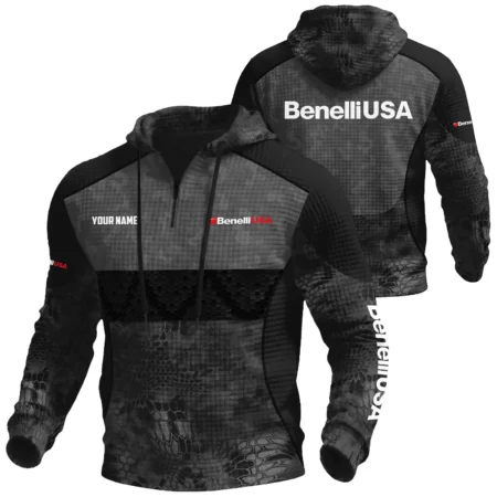 Benelli USA Exclusive Logo Waffle Quarter-zip Hoodie OUHUWQH081508BUZ